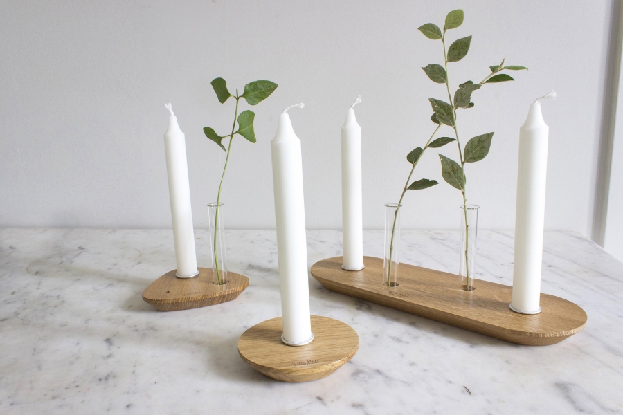 bougeoirs en trois ilots distincts en chêne massif