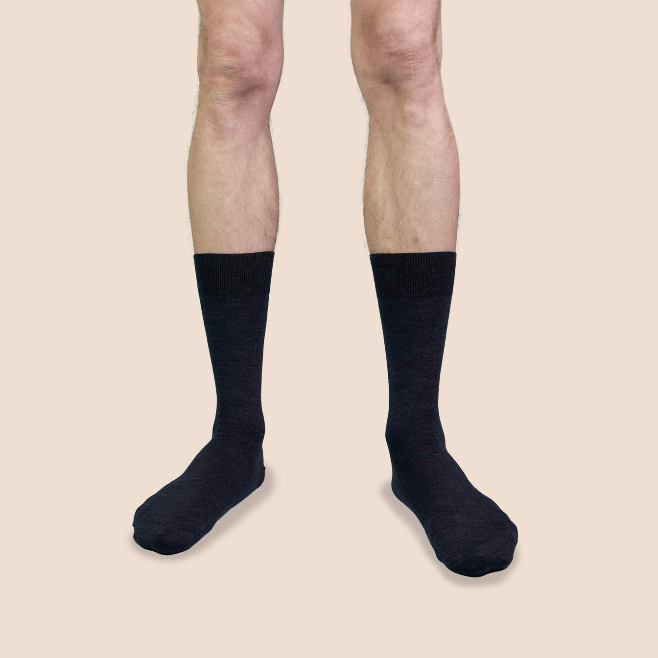 Chaussettes bleu chiné en laine mérinos pétrone