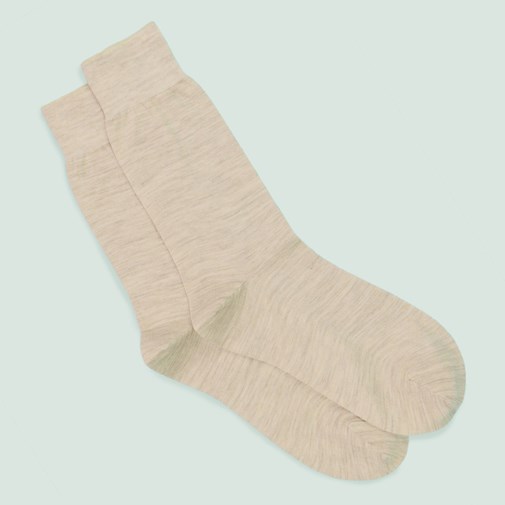 Chaussettes en laine mérinos beige chiné