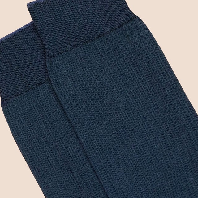 Chaussettes côtelées fil d'Ecosse bleu acier