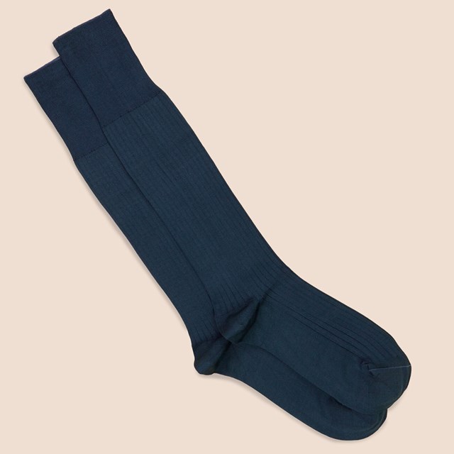 Chaussettes mi-bas fil d'Ecosse bleu acier pour homme