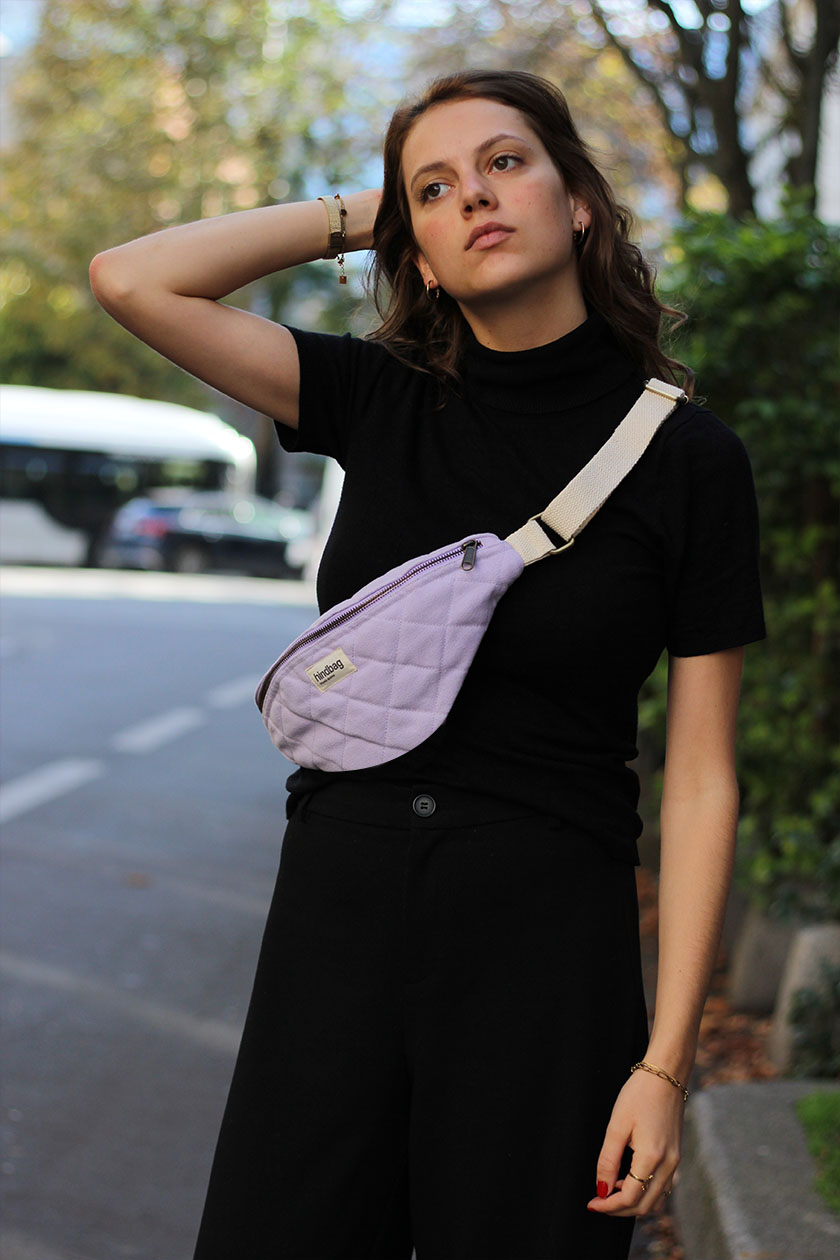 Sac banane matelassée OLIVIA, lilas , coton bio 3