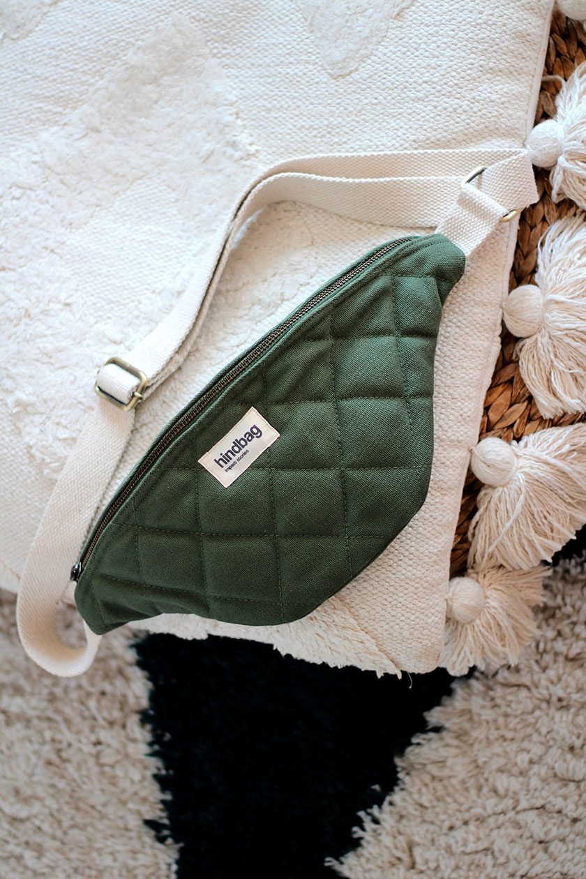 Sac banane matelassée OLIVIA, olive, coton bio 4