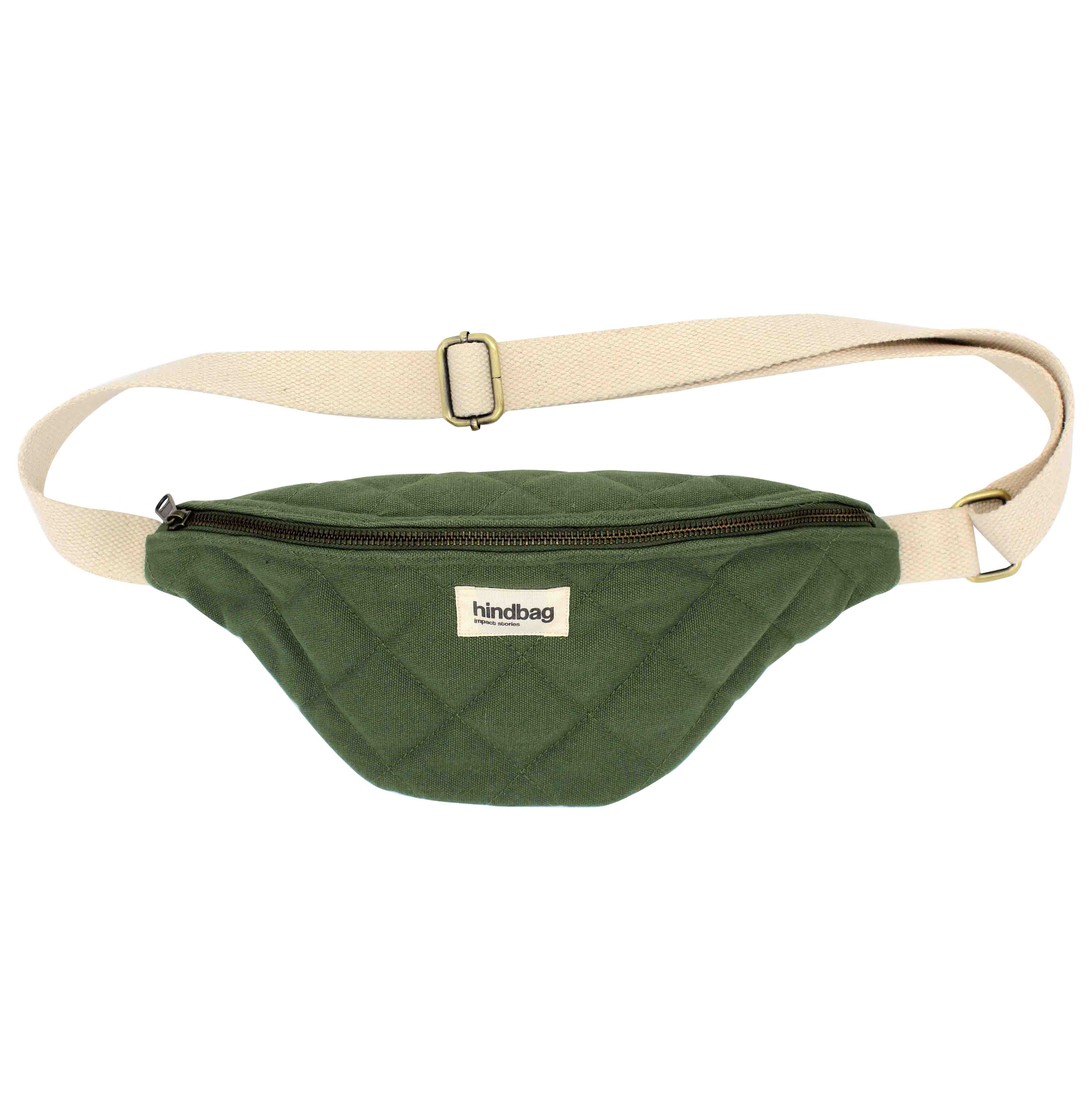 Sac banane matelassée OLIVIA, olive, coton bio 2