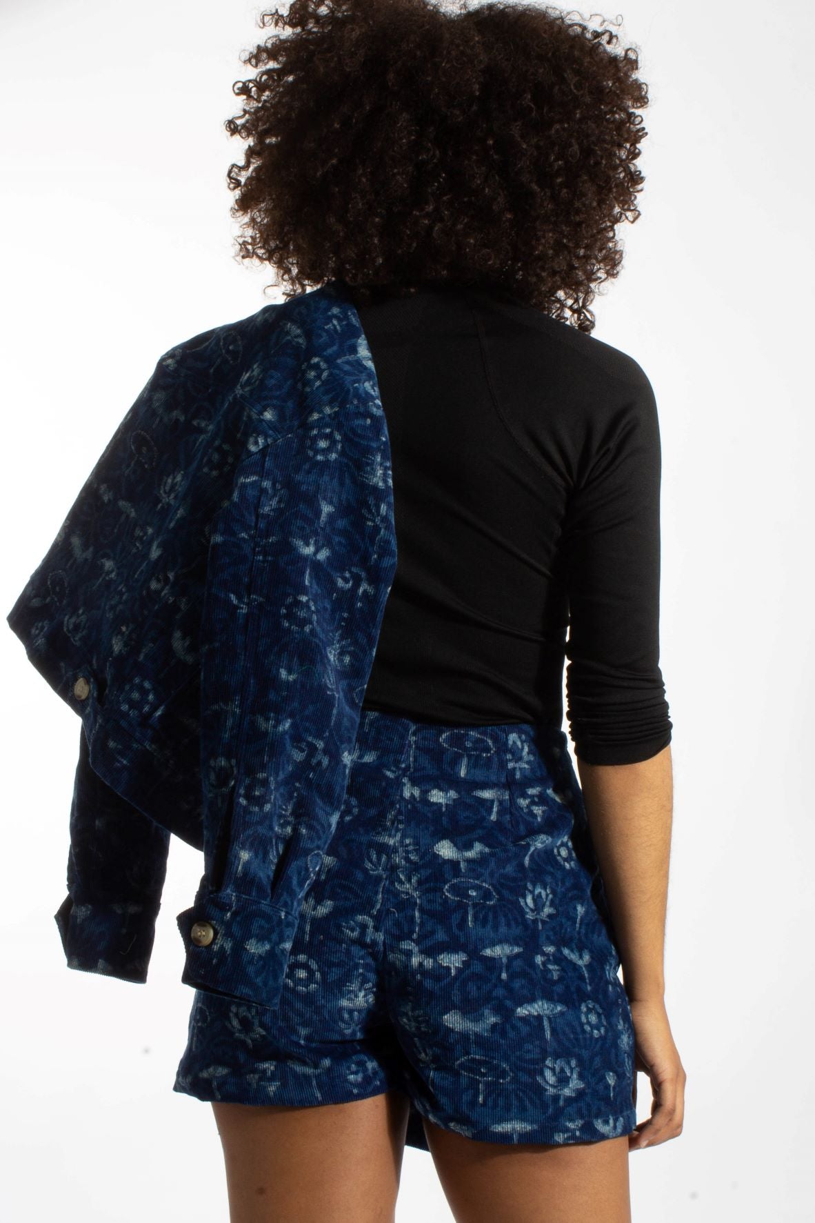 Short jupe femme bleu motif indien