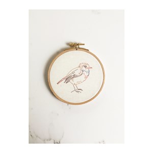 TAMBOUR BRODÉ - OISEAU - 14 CM