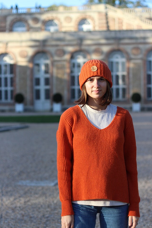 Pull Ficus bleu jean , laine 100% recyclée made in France 8