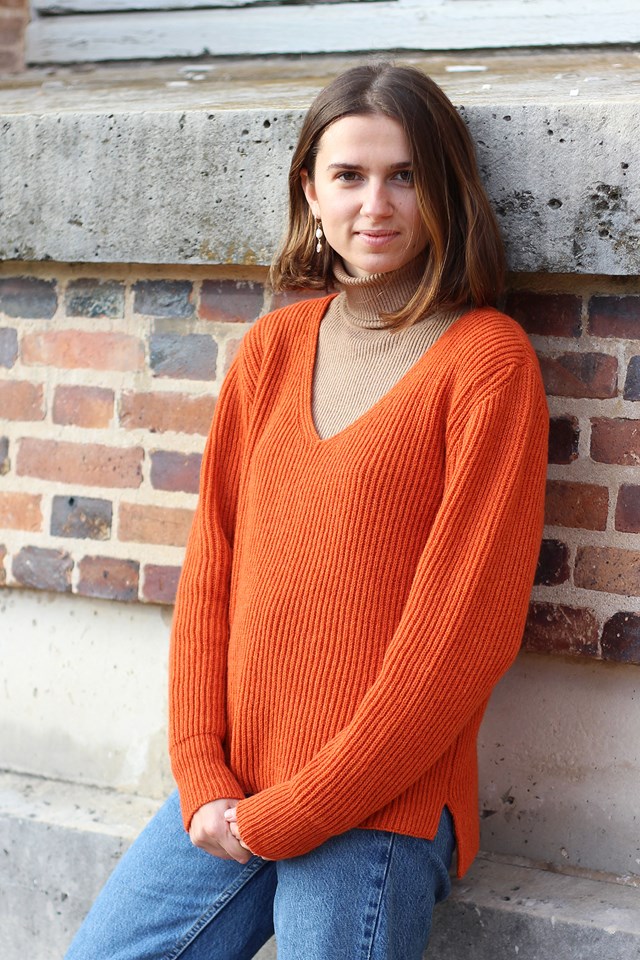Pull Ficus bleu jean , laine 100% recyclée made in France 7