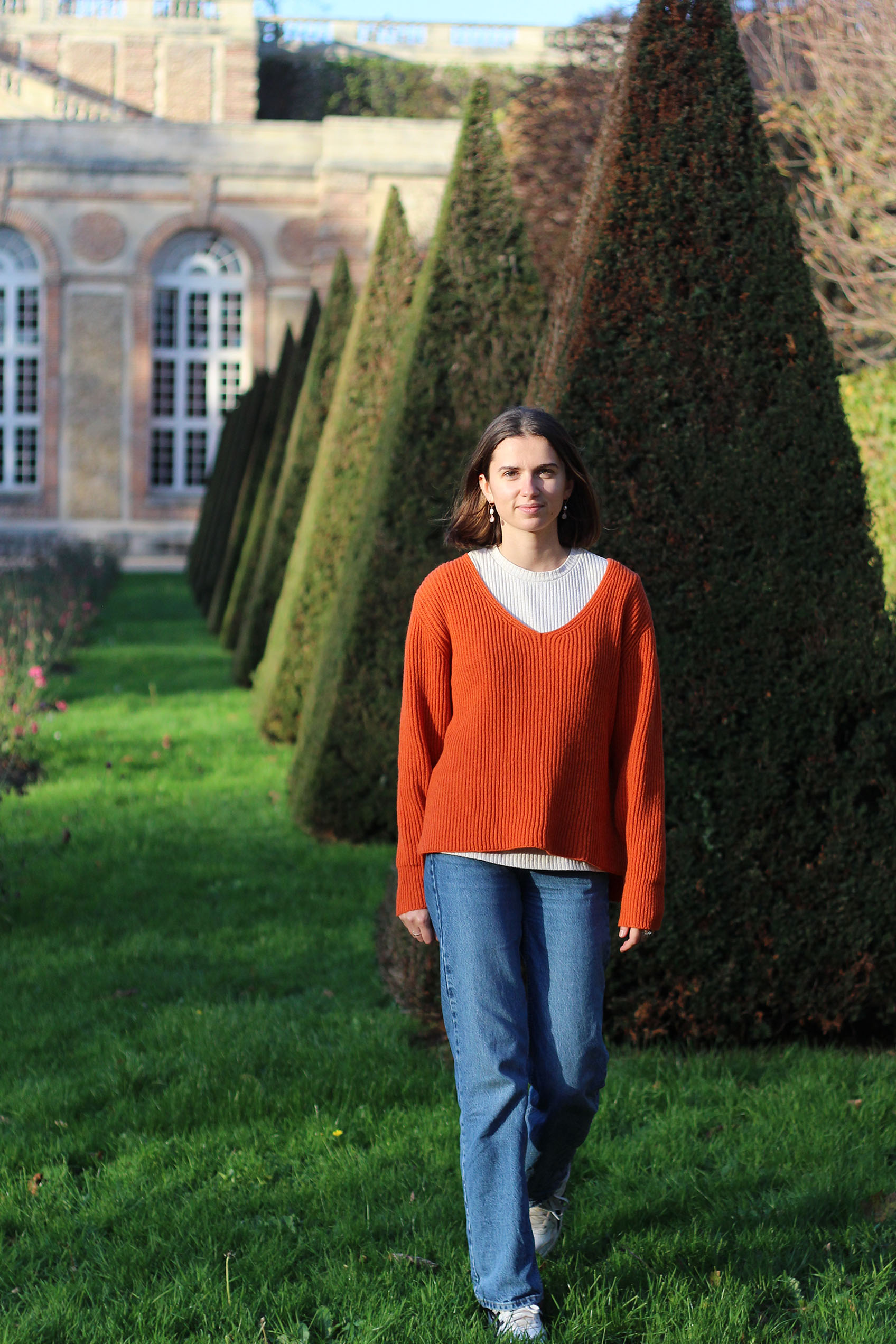 Pull Ficus orange , laine 100% recyclée made in France 9