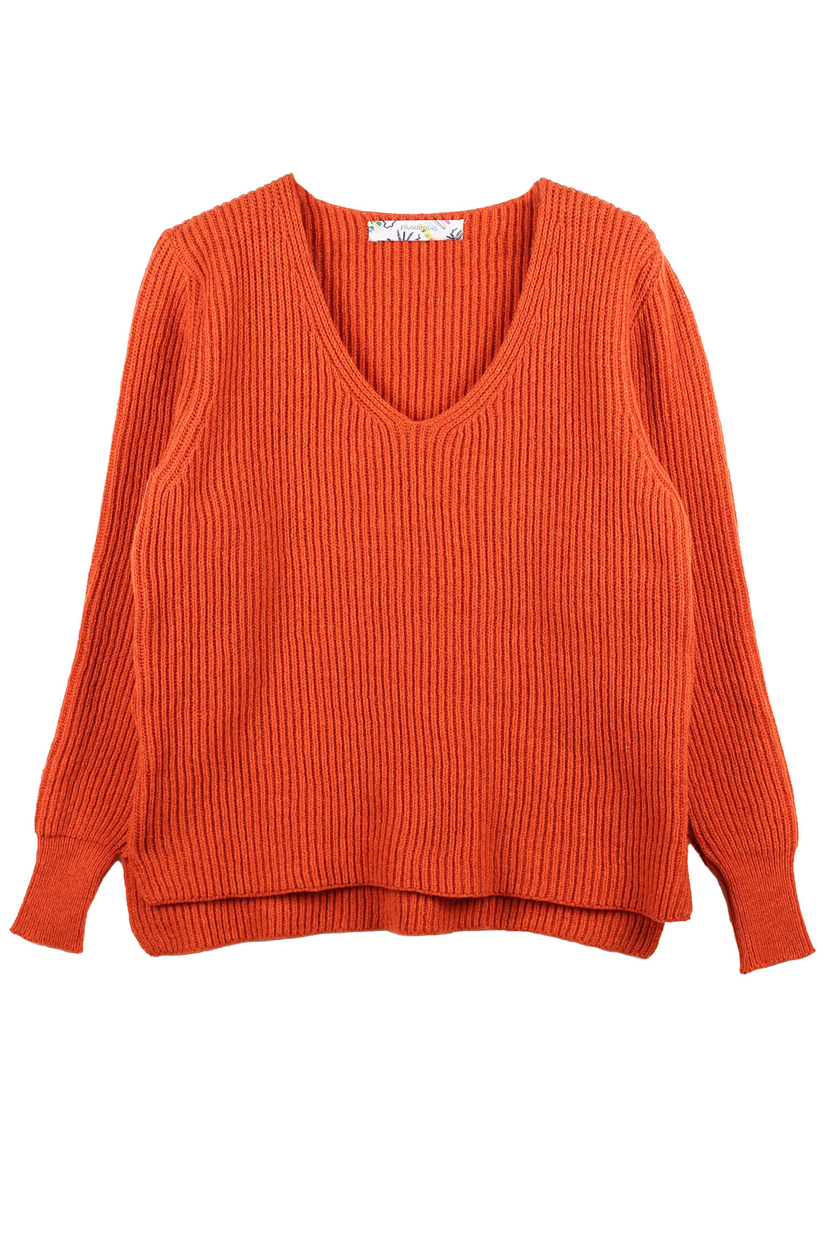 Pull Ficus orange , laine 100% recyclée made in France 10