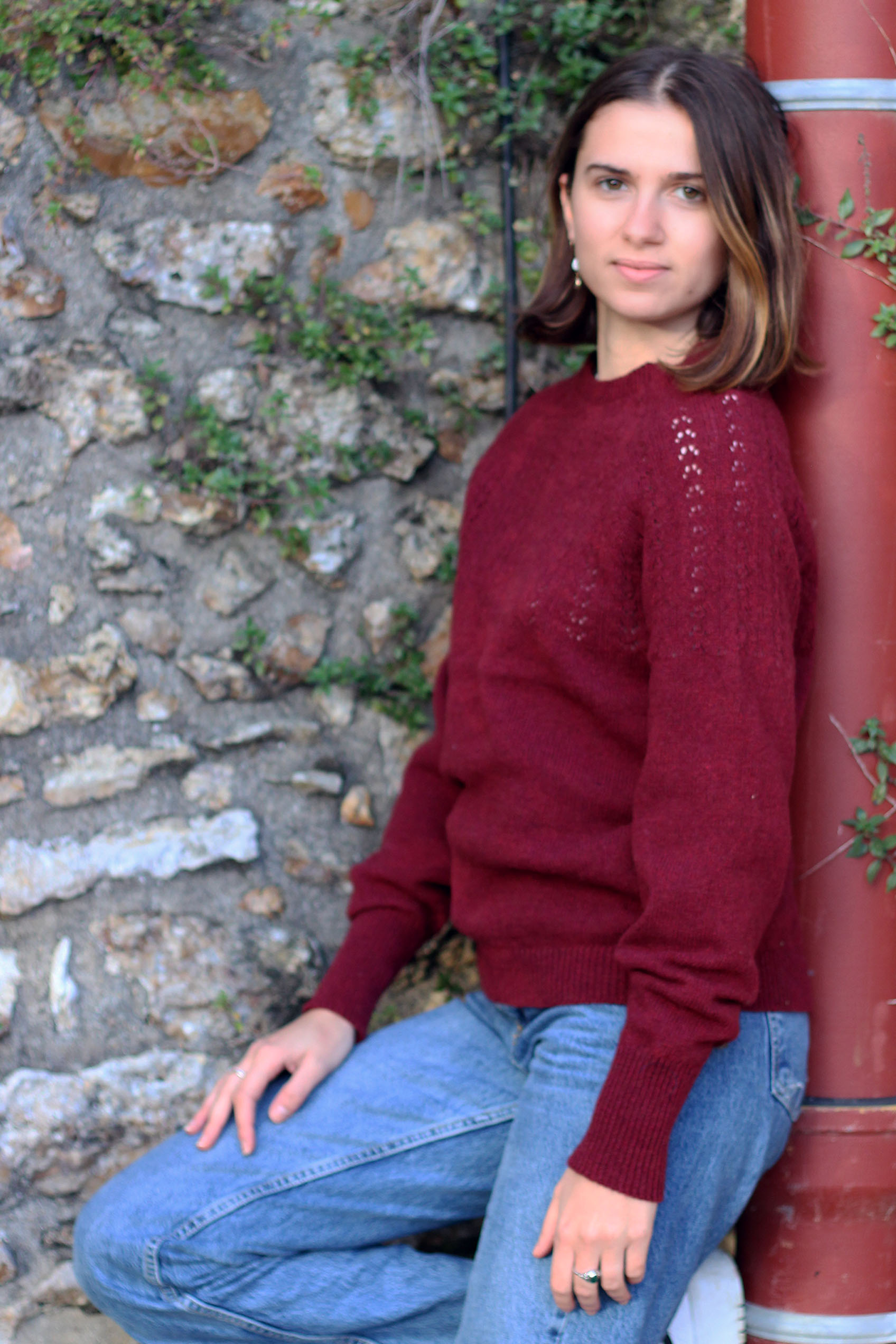 Pull Agave bordeaux en laine recyclée 12