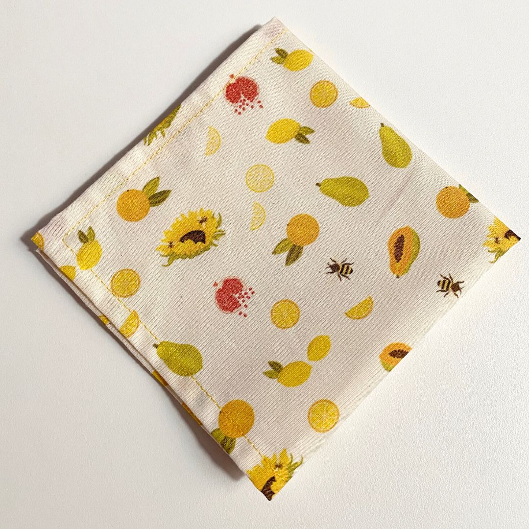 Mouchoir en tissu bio - Agrumes et tournesols 2