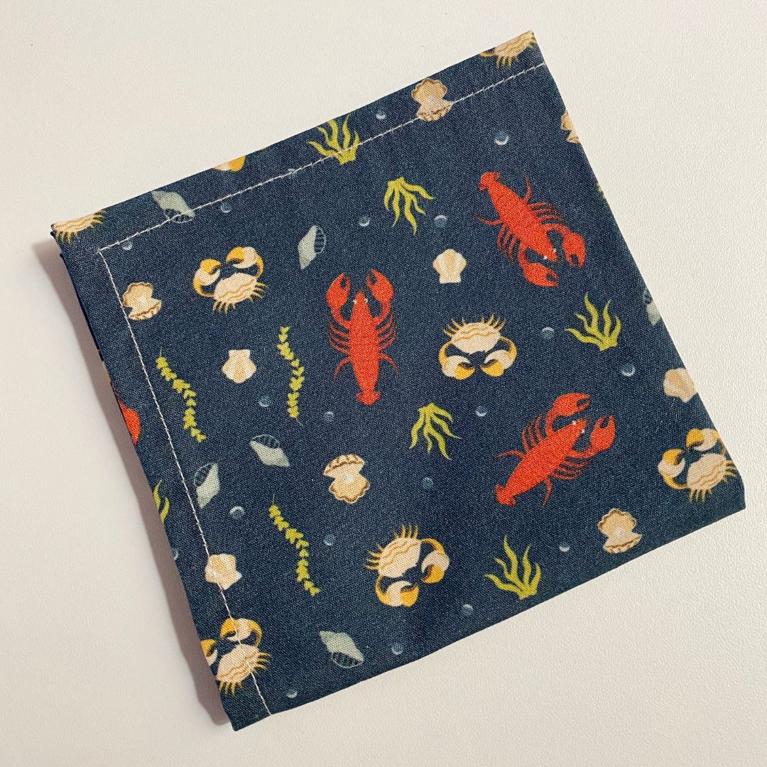 Mouchoir en tissu bio - Coquillages et crustacés 2