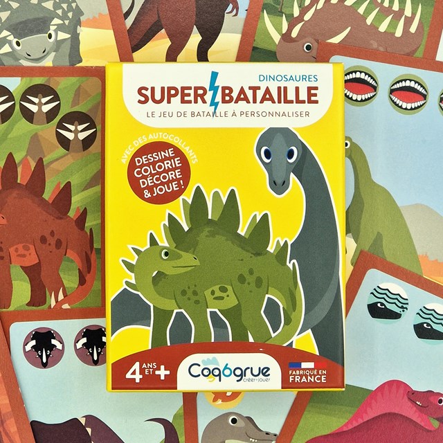 Super Bataille le jeu de cartes créatif à personnaliser made in France sur le thème des dinosaures