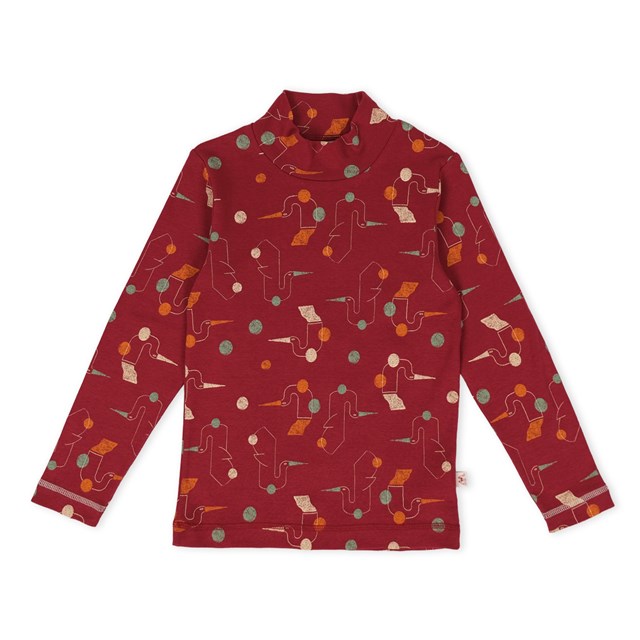 T-shirt col roulé imprimé “Les Oiseaux” en coton Bio GOTS Mercure 2
