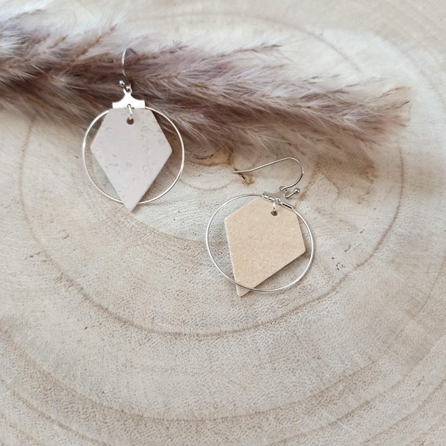 Boucles d'oreilles vegan en liège ou cuir de pomme, Zélie - Idée cadeau 6