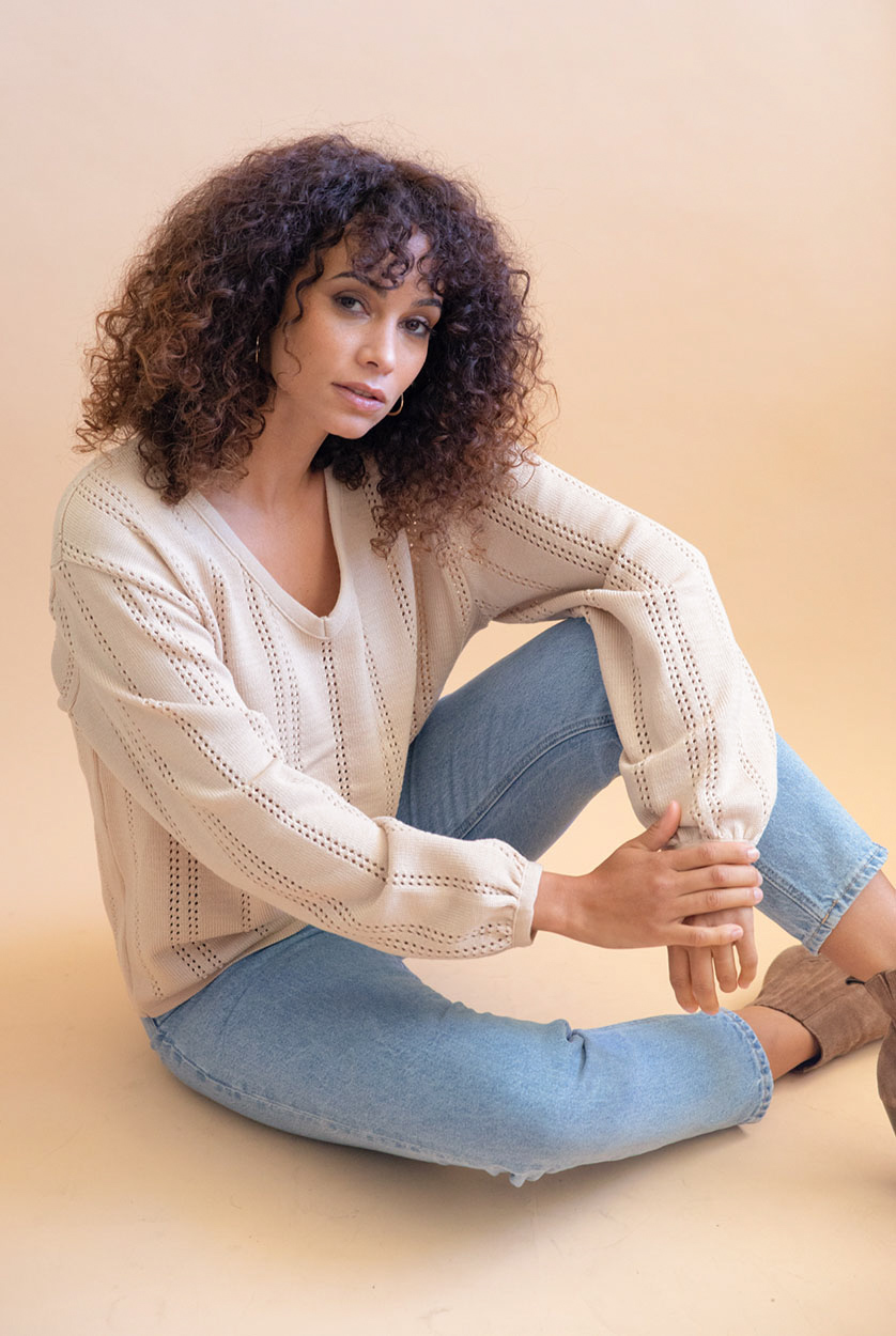 Pull Lamier en laine recyclée - Beige 2