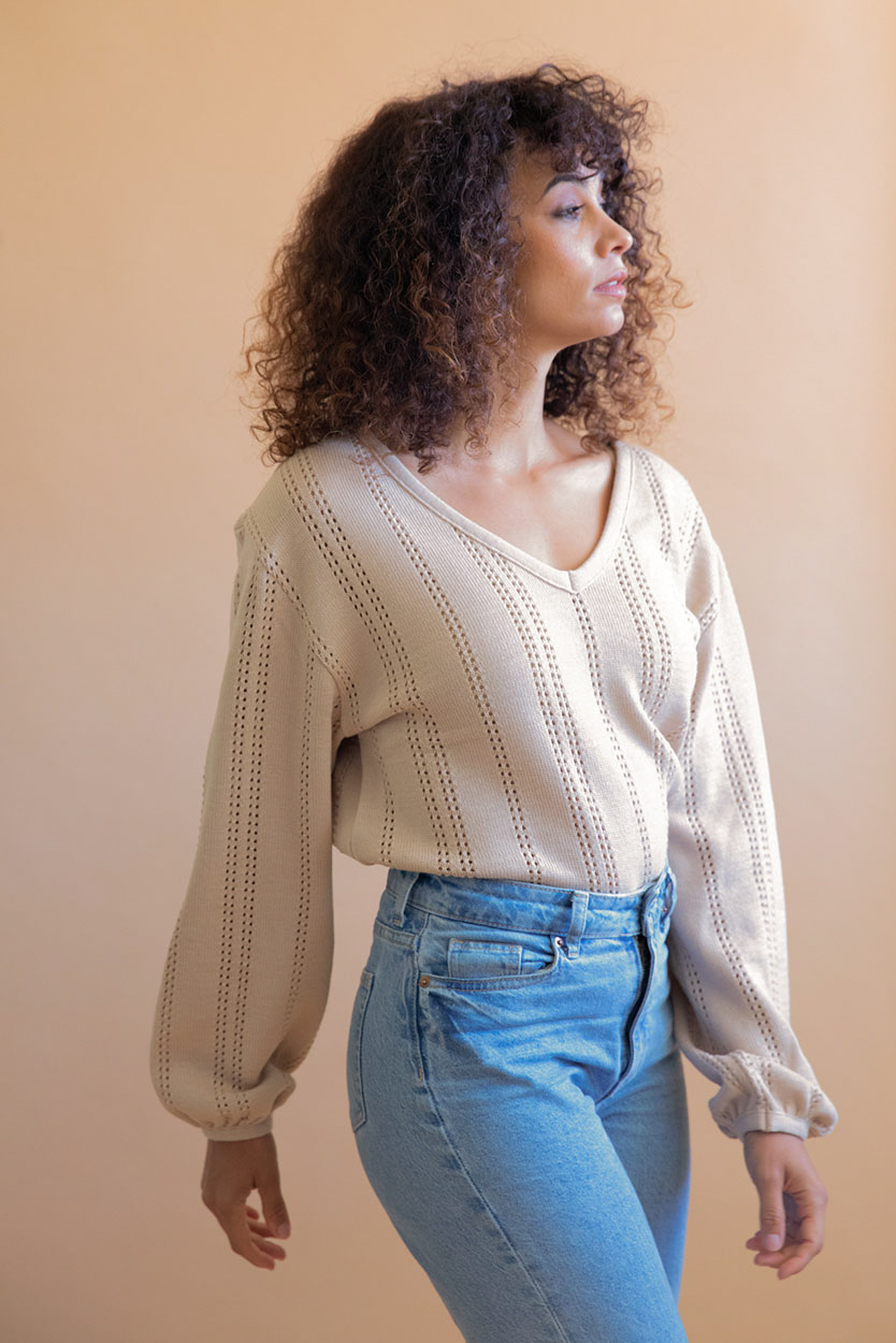 Pull Lamier en laine recyclée - Beige 3