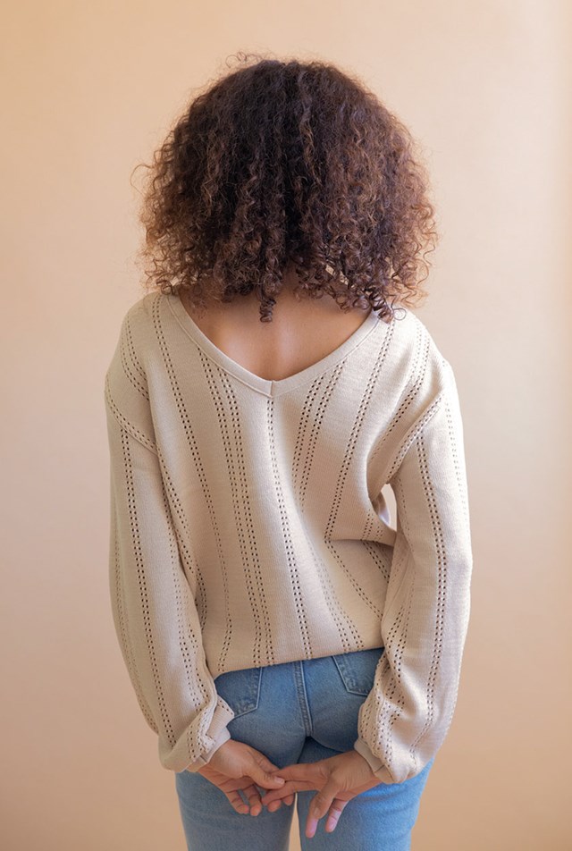 Pull Lamier en laine recyclée - Beige 4