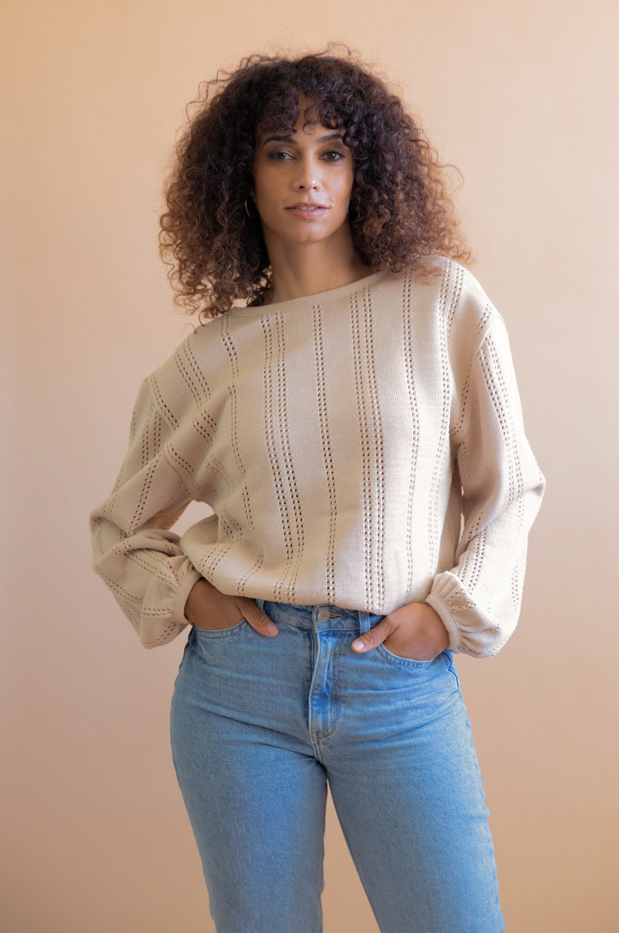 Pull Lamier en laine recyclée - Beige 5
