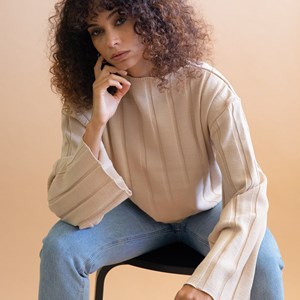 Pull Nashi en laine recyclée - Beige