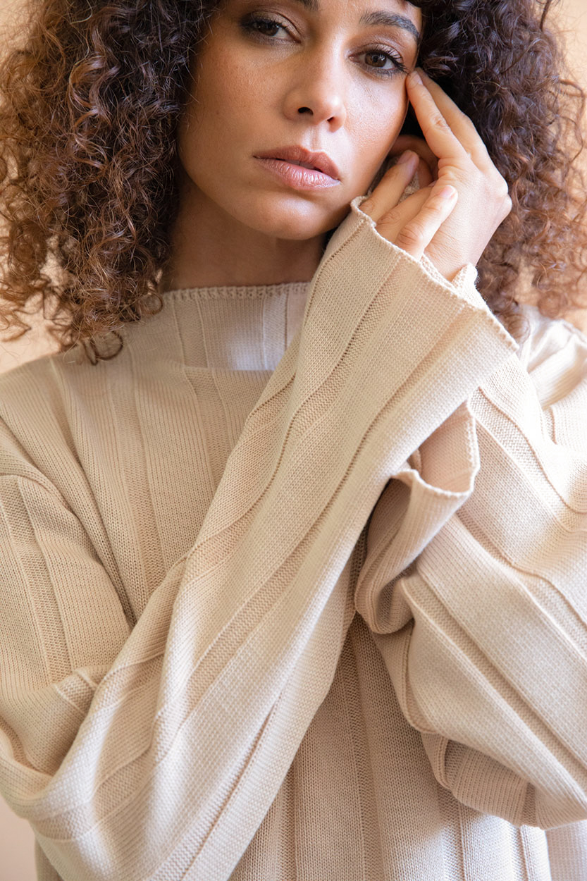 Pull Nashi en laine recyclée - Beige 3
