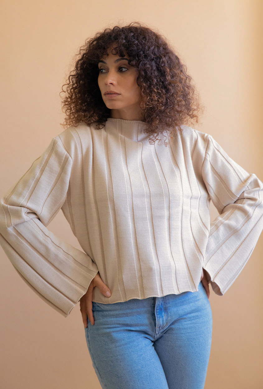 Pull Nashi en laine recyclée - Beige 4