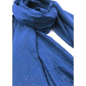 Chèche bleu à rayures irisées en coton certifié Oeko-Tex