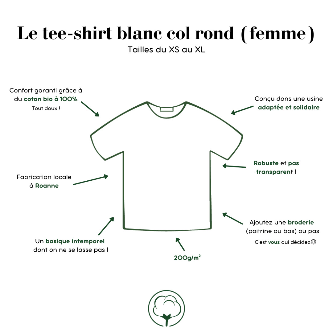 Le t-shirt français femmes épais blanc | 100% coton bio 6