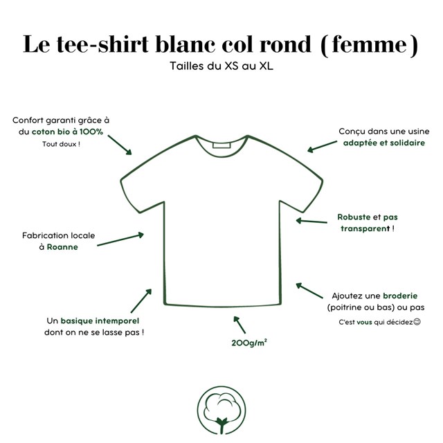 Le t-shirt français femmes épais blanc | 100% coton bio 6
