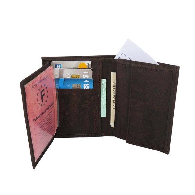 Portefeuille homme vegan en liège marron Sam, idée cadeau homme originale 17