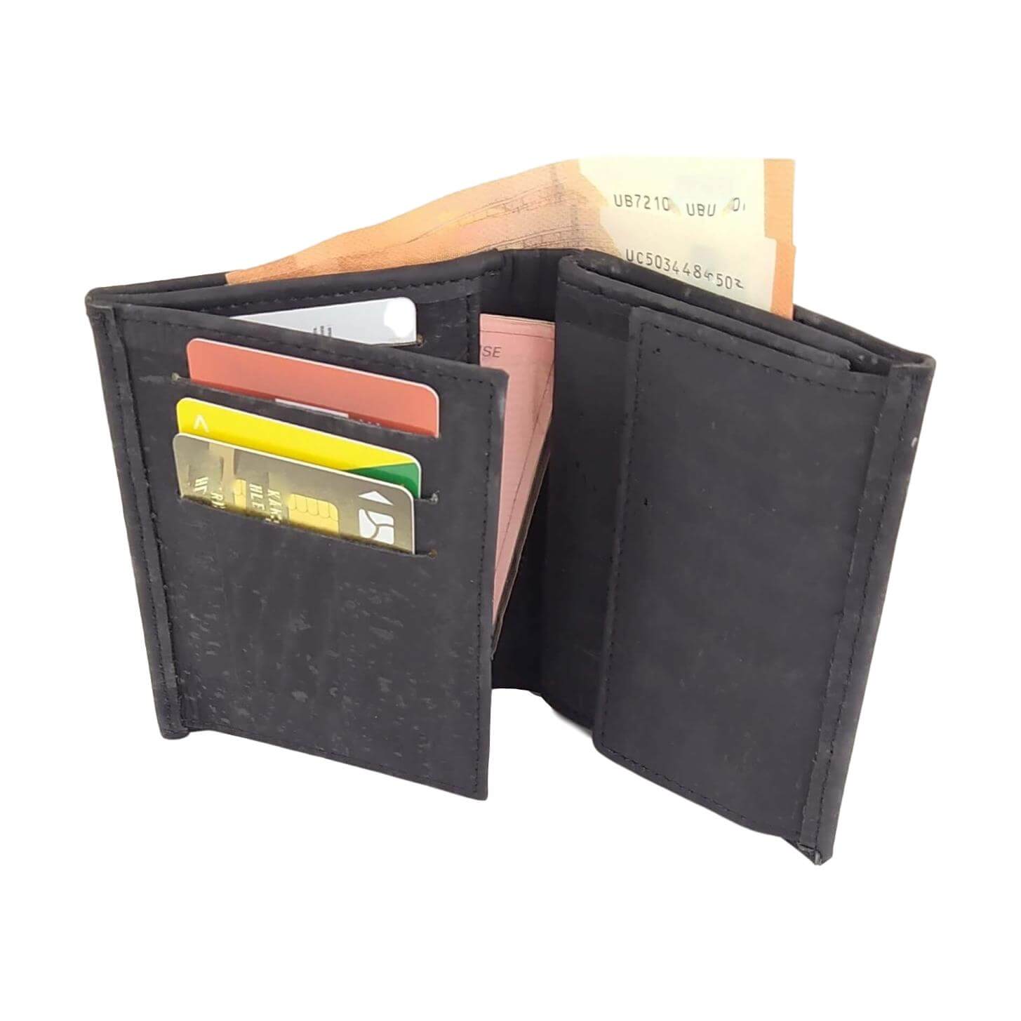 Portefeuille homme vegan en liège noir Sam, idée cadeau homme originale 18