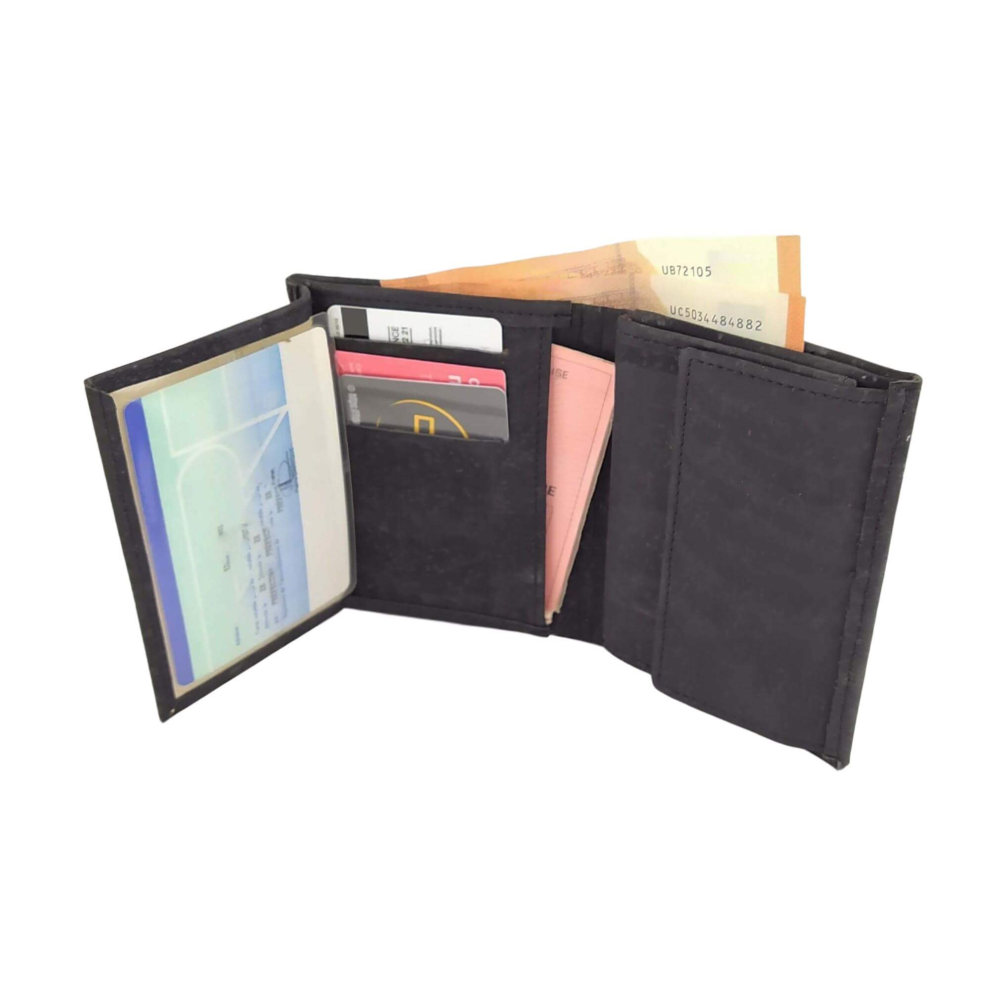 Portefeuille homme vegan en liège noir Sam, idée cadeau homme originale 19