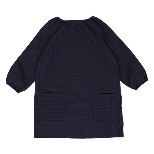 Robe coton upcyclé Hyperion Carreaux Bleu Marine Marron 2