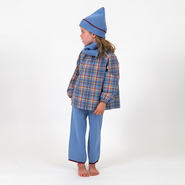 Blouse coton upcyclé Stardust Carreaux Bleu 4