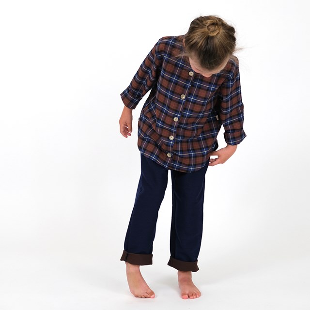 Pantalon coton upcyclé Nebula Double face Marine Marron 3