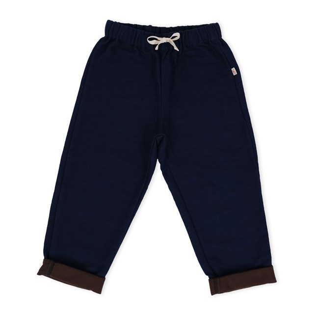 Pantalon coton upcyclé Nebula Double face Marine Marron 2