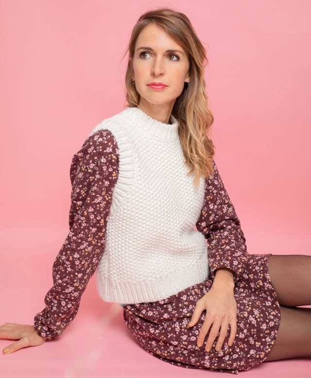 Robe bordeaux à fleurs 100% Coton Bio - Cyrielle