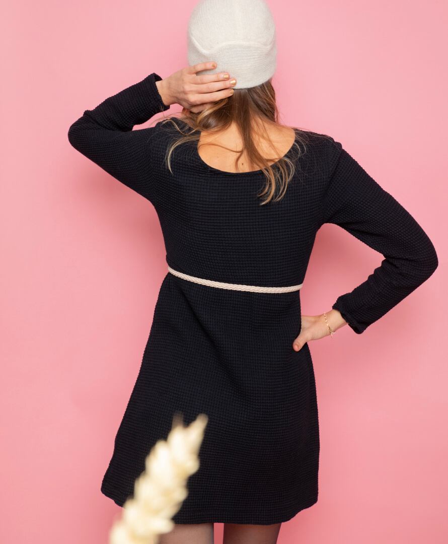Robe noire coton biologique GOTS - Mina