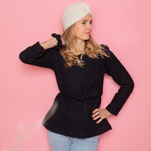 Blouse noire coton biologique GOTS - Mina