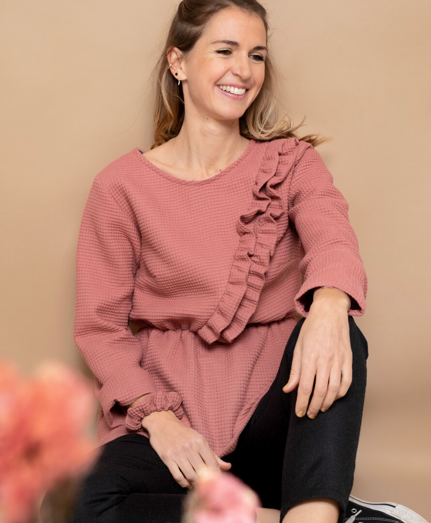 Blouse rose marsala coton biologique GOTS - Mina