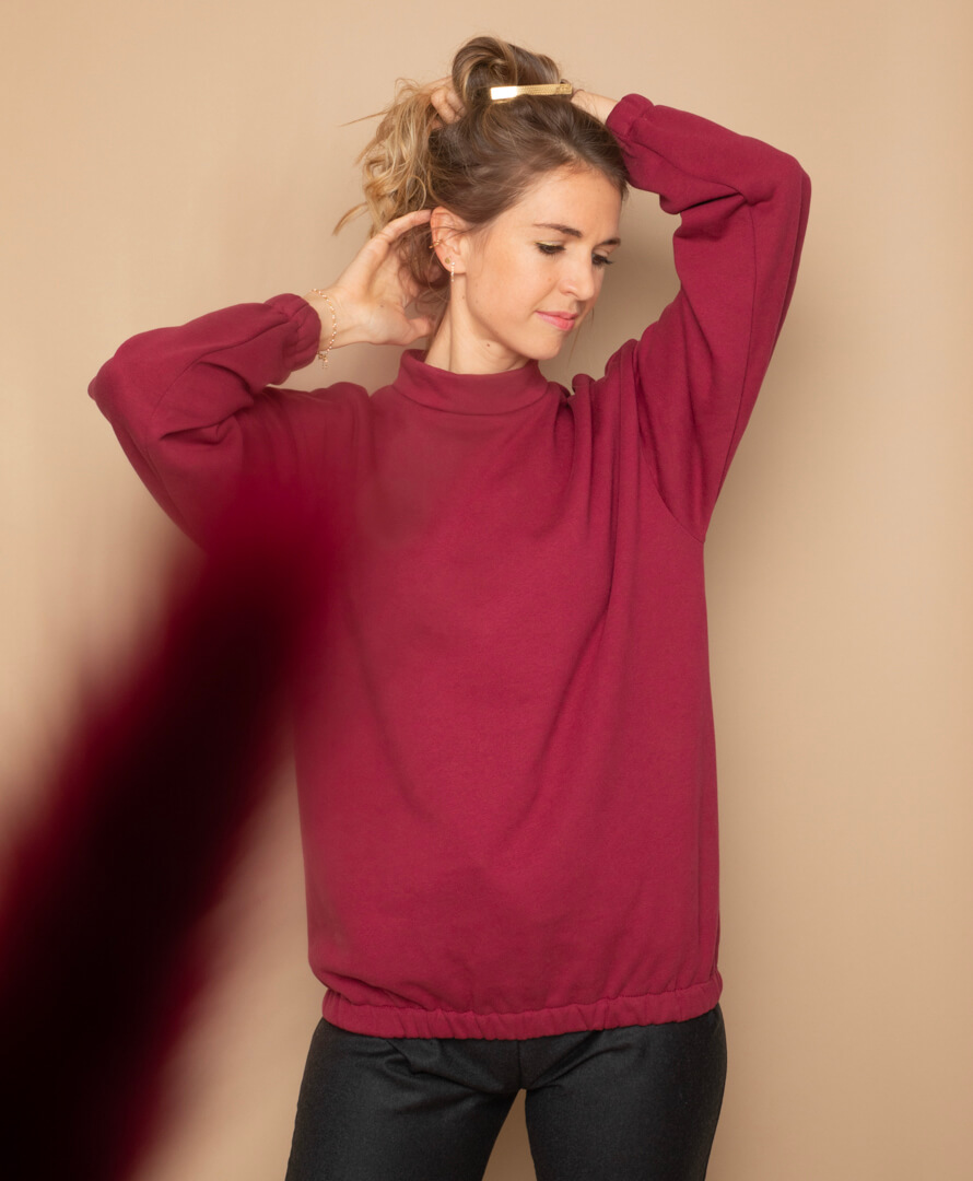 Sweat Fuchsia en coton biologique certifié GOTS - Litsée