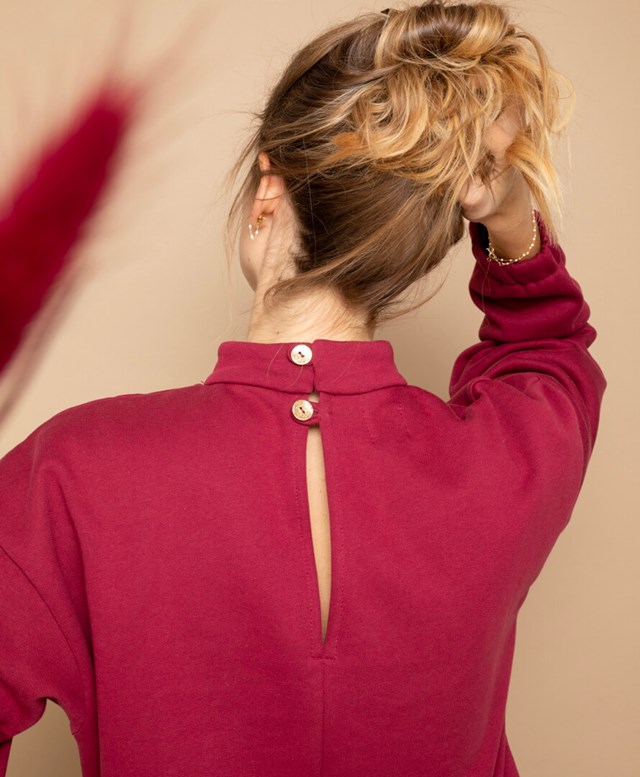 Sweat Fuchsia en coton biologique certifié GOTS - Litsée