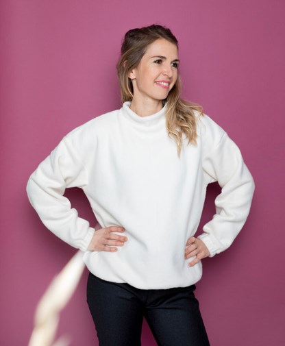 Sweat écru en polaire coton biologique GOTS - Litsée