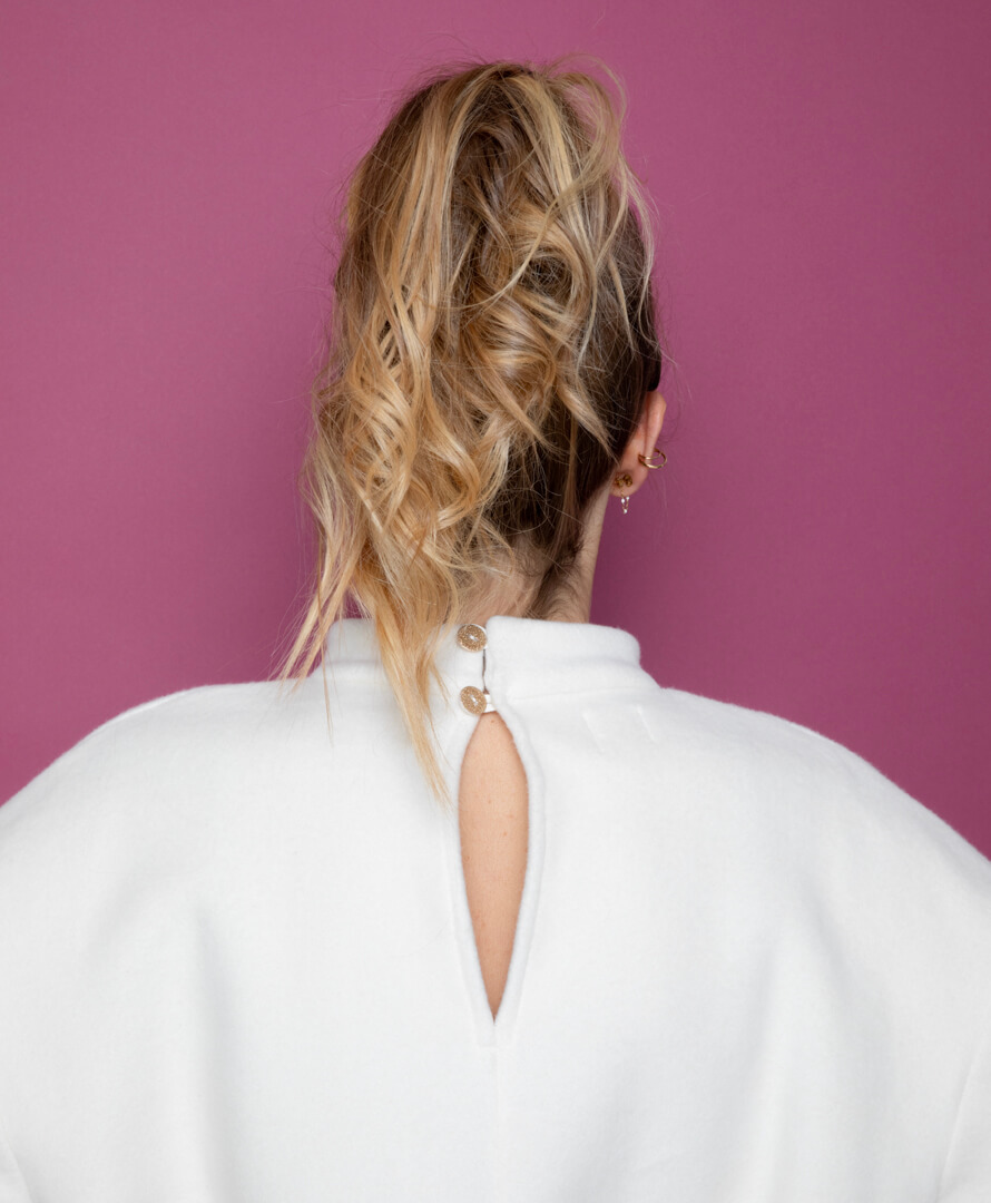 Sweat écru en polaire coton biologique GOTS - Litsée