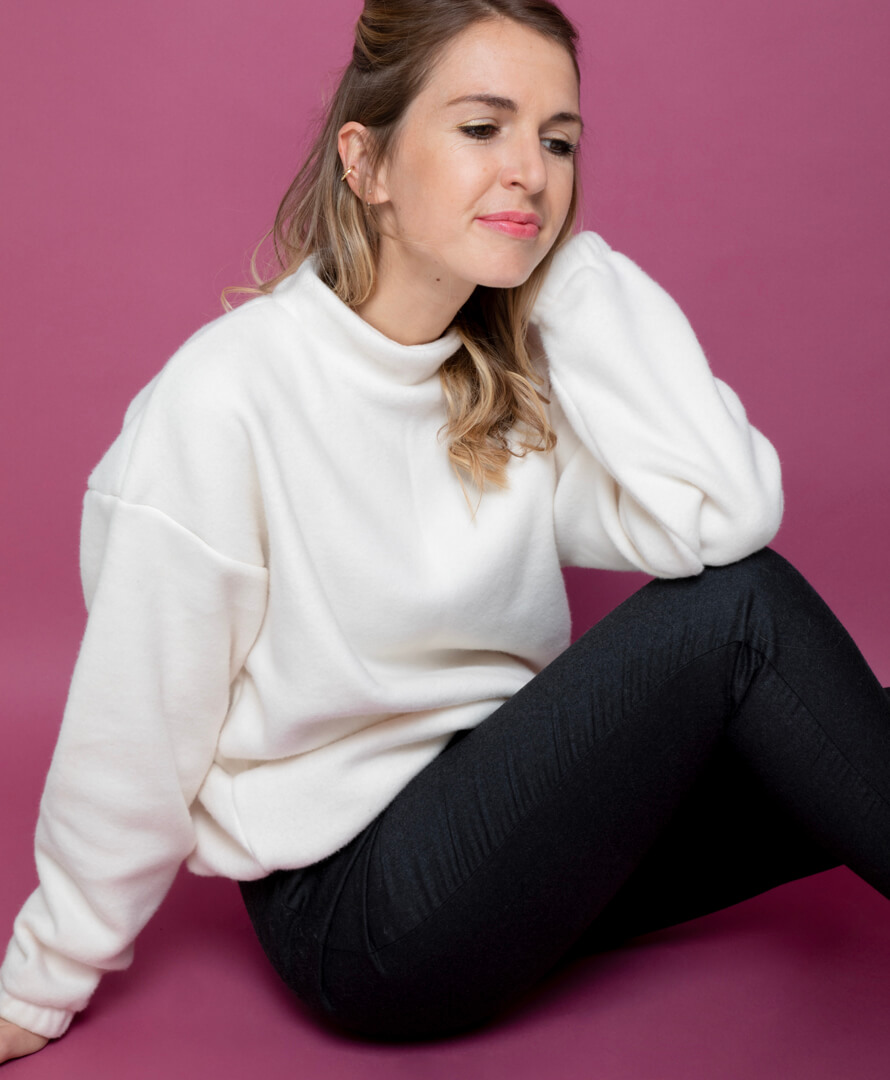 Sweat écru en polaire coton biologique GOTS - Litsée