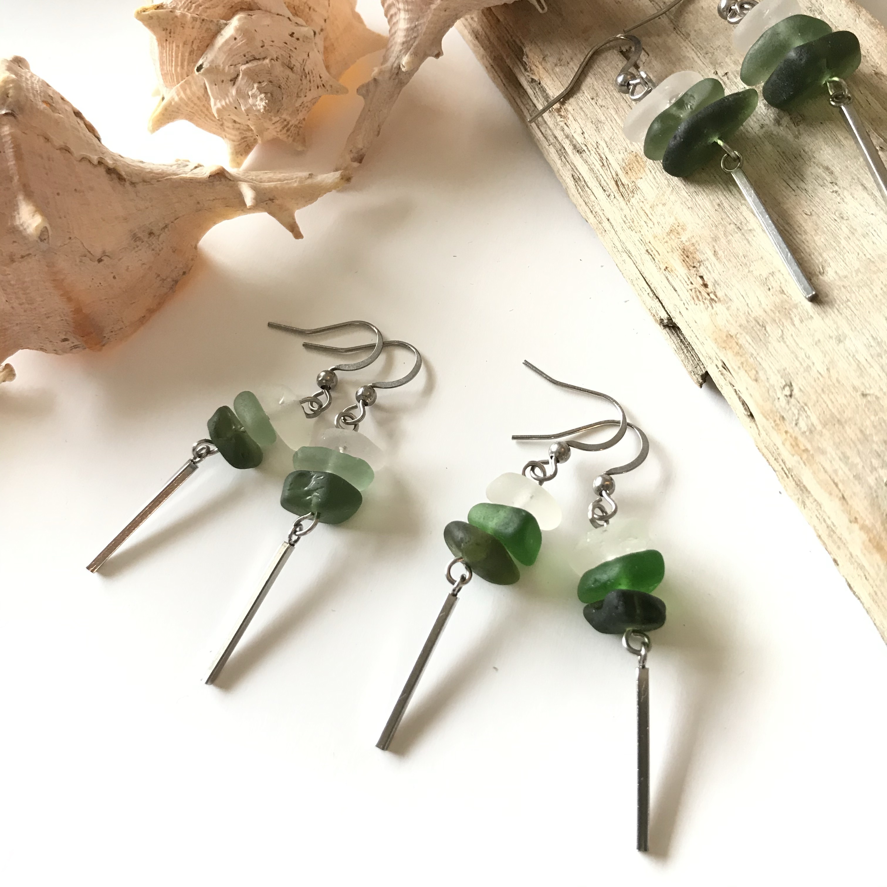 Boucles d'oreilles en verre dépoli des plages 3