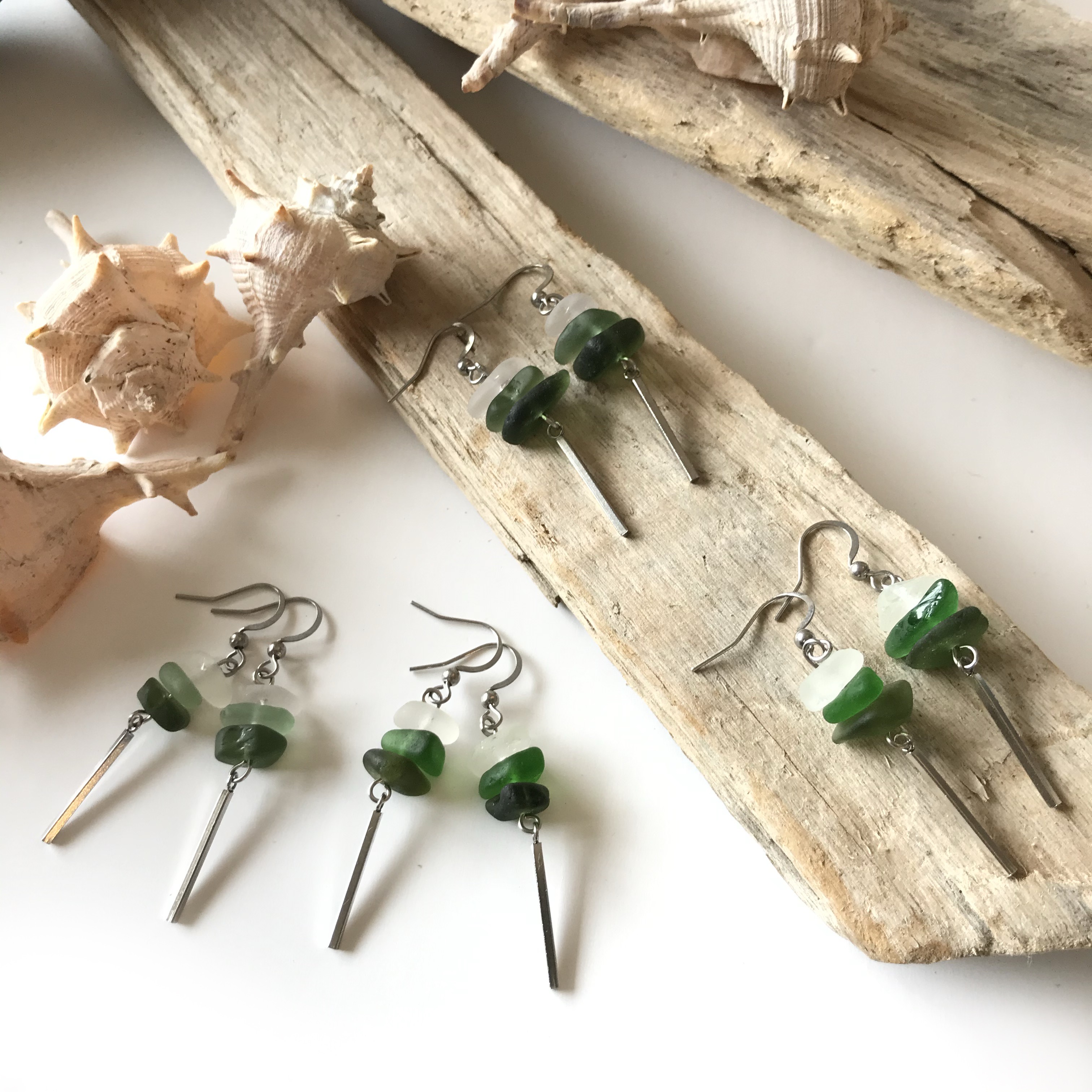 Boucles d'oreilles en verre dépoli des plages 2