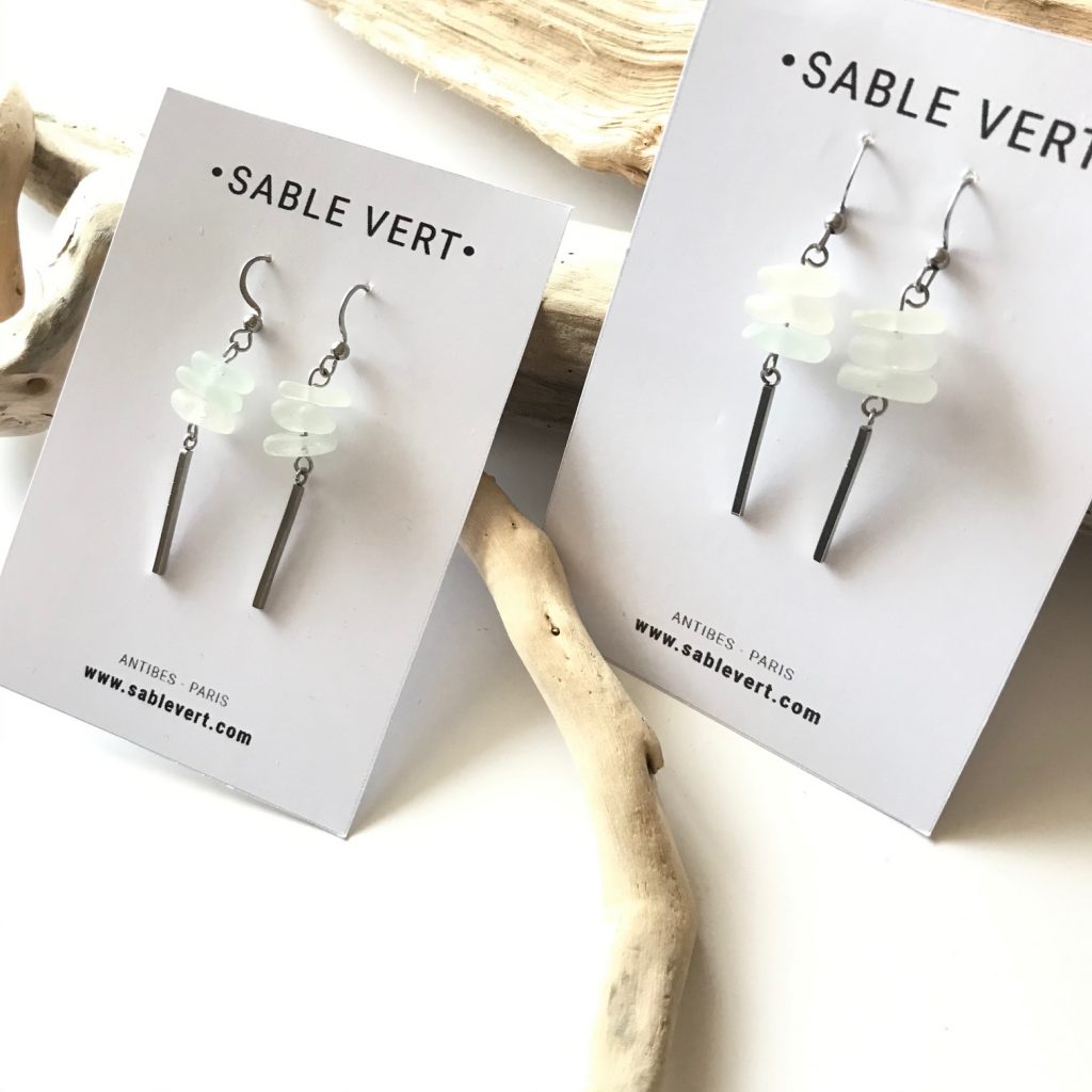 Boucles d'oreilles en verre de mer recyclé 2