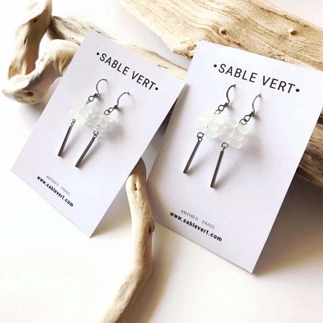 Boucles d'oreilles en verre de mer recyclé 4